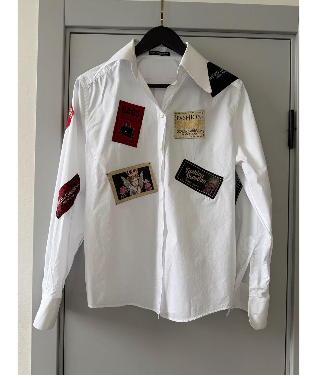 DOLCE&GABBANA Белая хлопко-эластановая рубашка, фото 5