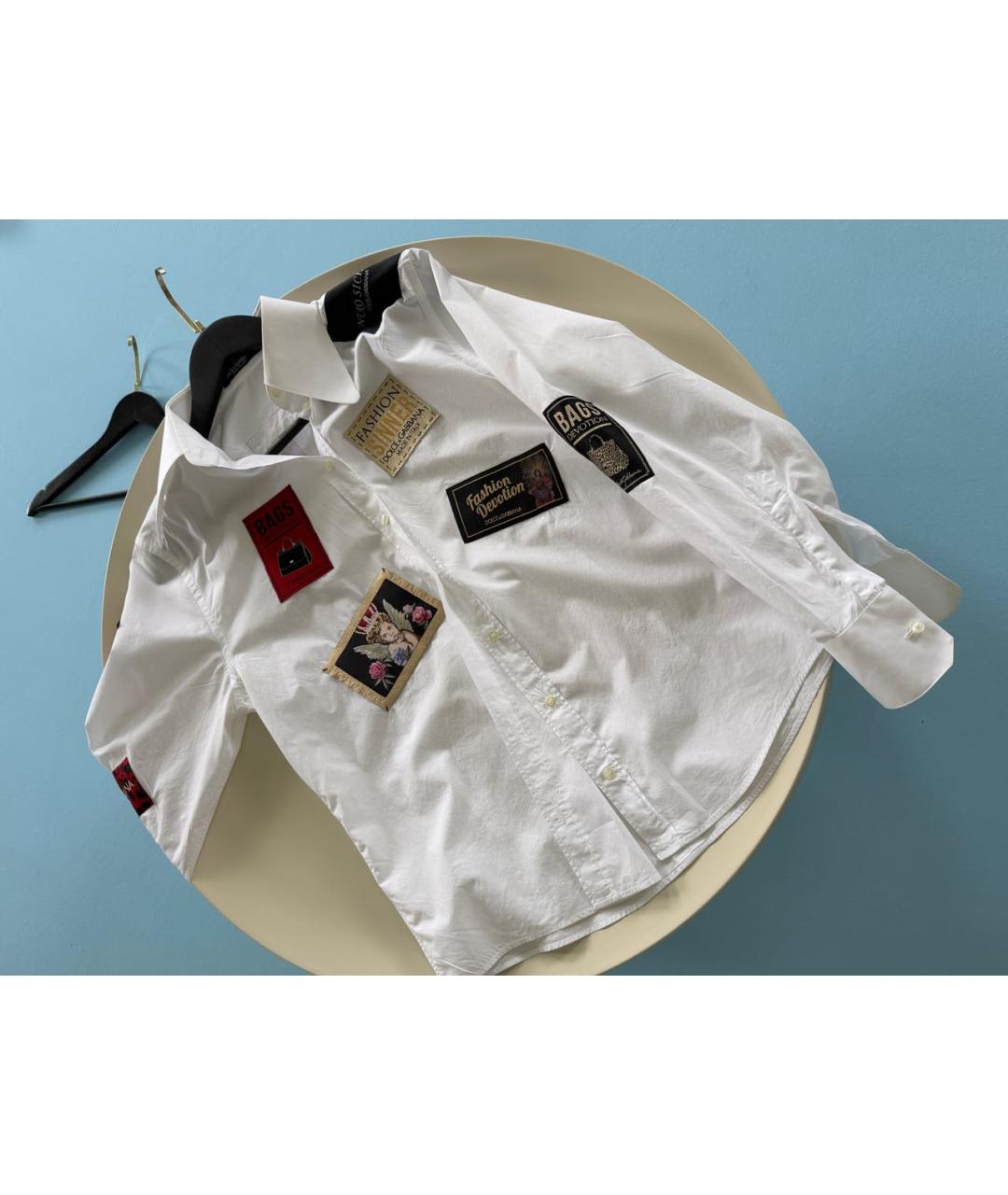 DOLCE&GABBANA Белая хлопко-эластановая рубашка, фото 4