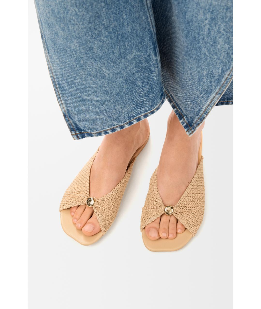 LOEWE Бежевые шлепанцы, фото 3