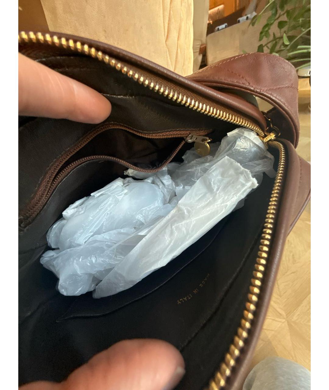 CHANEL Коричневая кожаная сумка с короткими ручками, фото 6