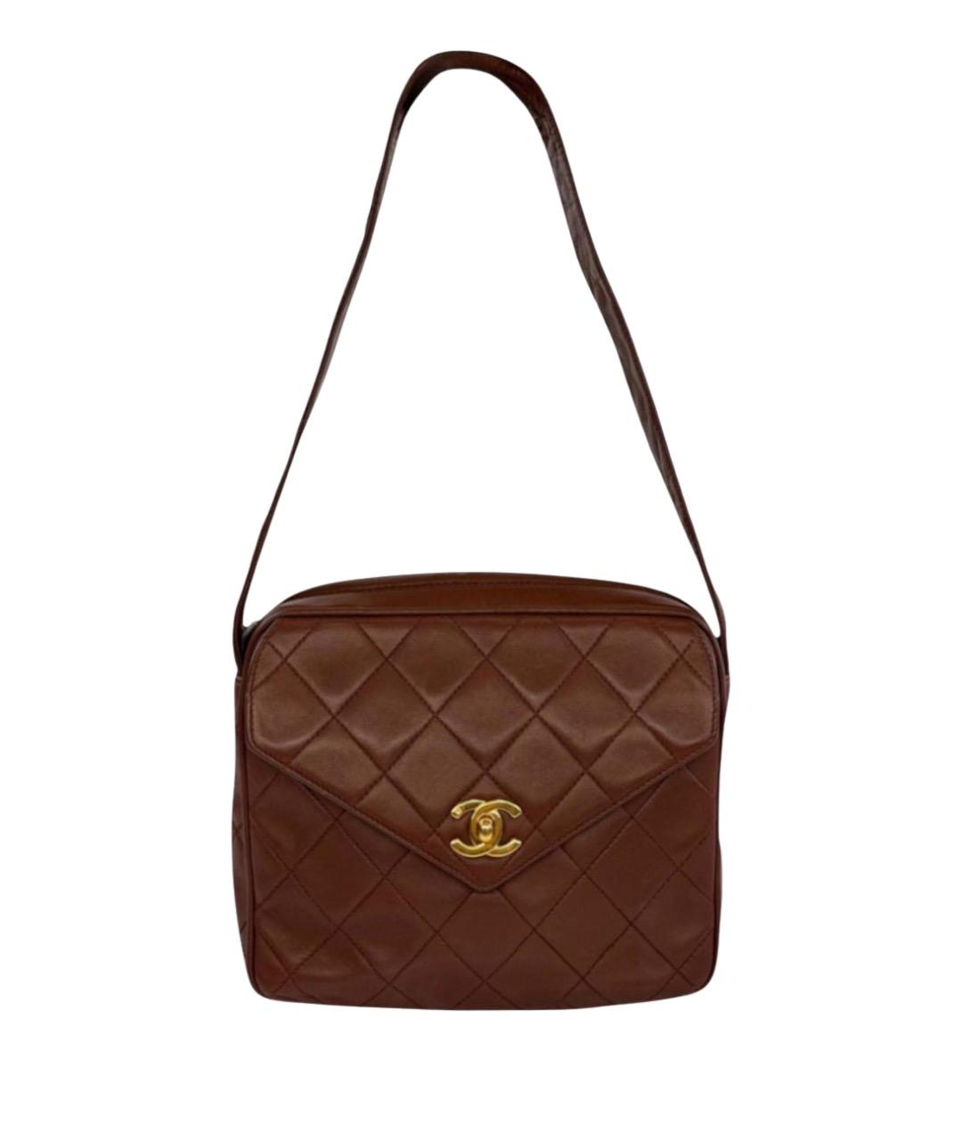 CHANEL Коричневая кожаная сумка с короткими ручками, фото 1