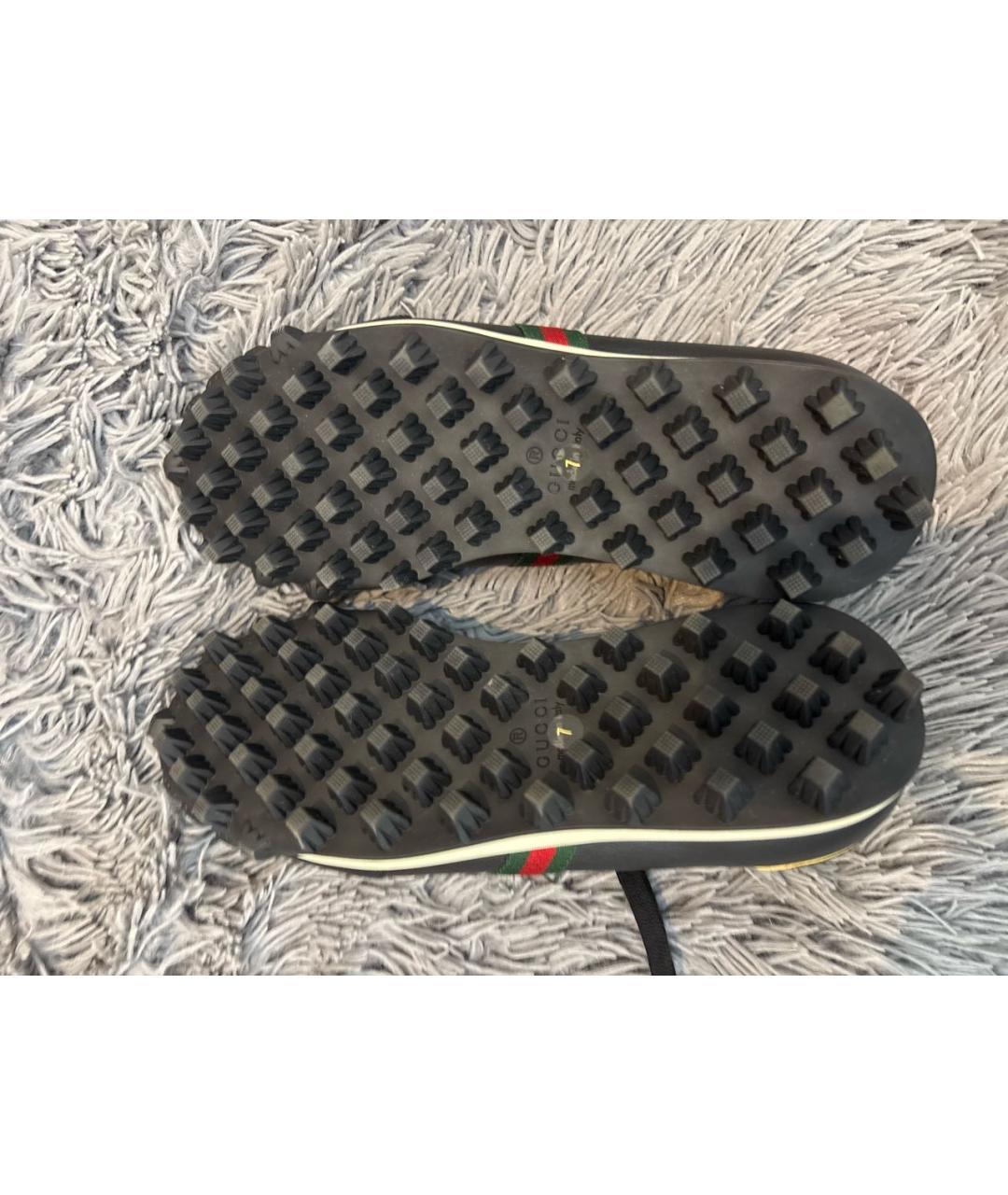 GUCCI Черные кожаные низкие кроссовки / кеды, фото 5