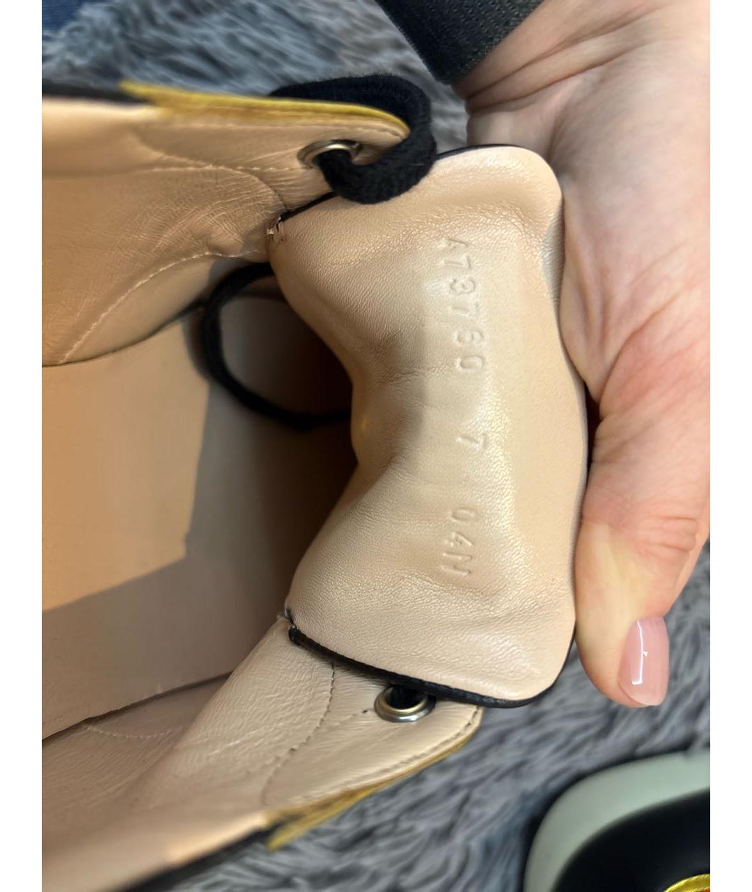 GUCCI Черные кожаные низкие кроссовки / кеды, фото 6