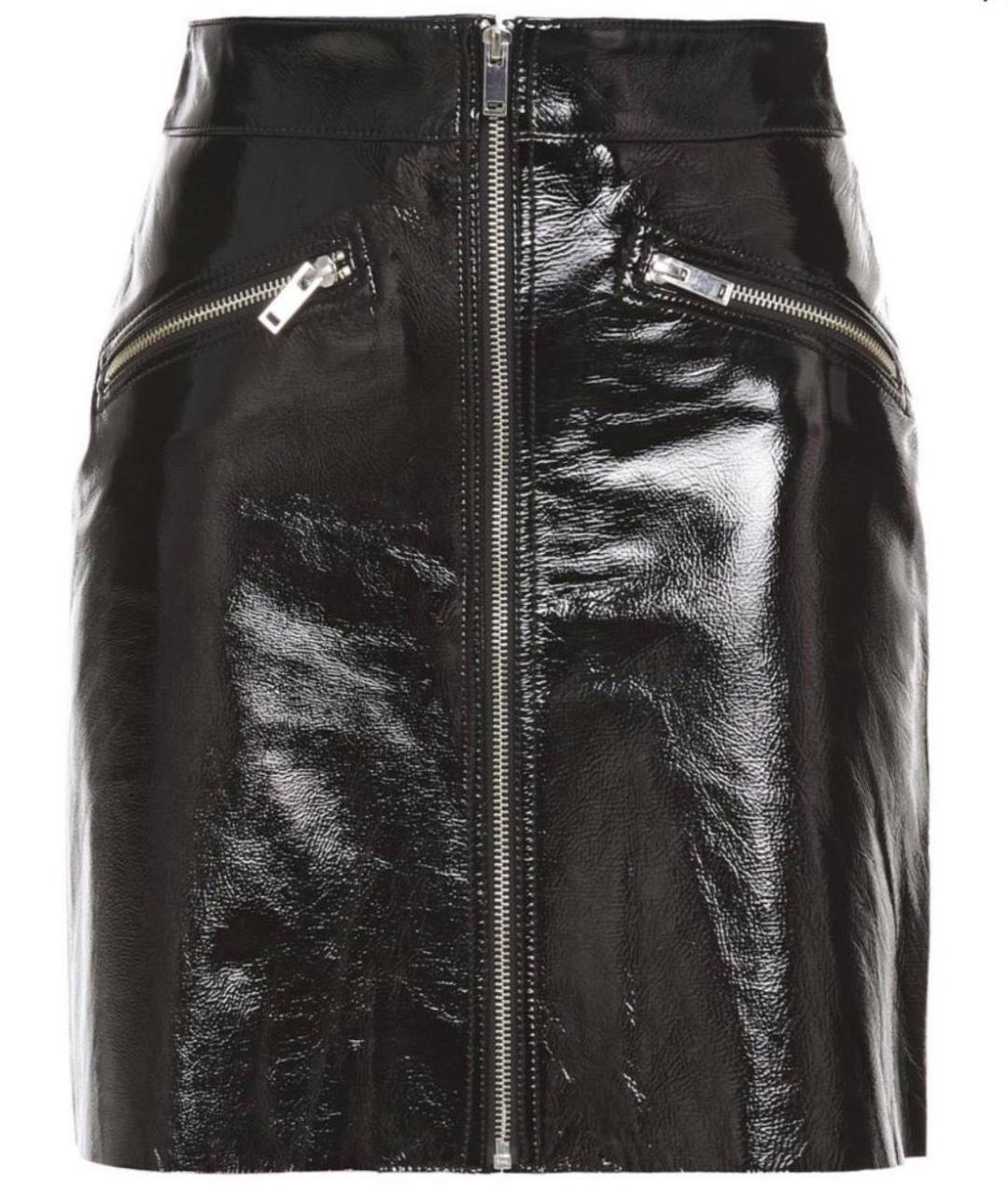 MAJE Черная кожаная юбка мини, фото 1