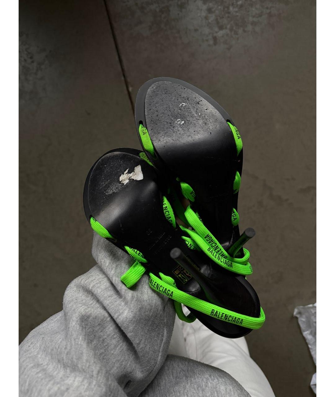 BALENCIAGA Салатовые текстильные босоножки, фото 7