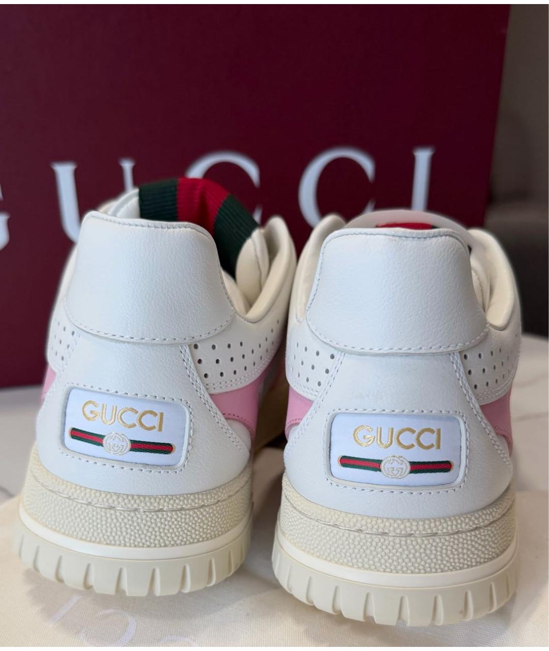 GUCCI Белые кожаные кеды, фото 4