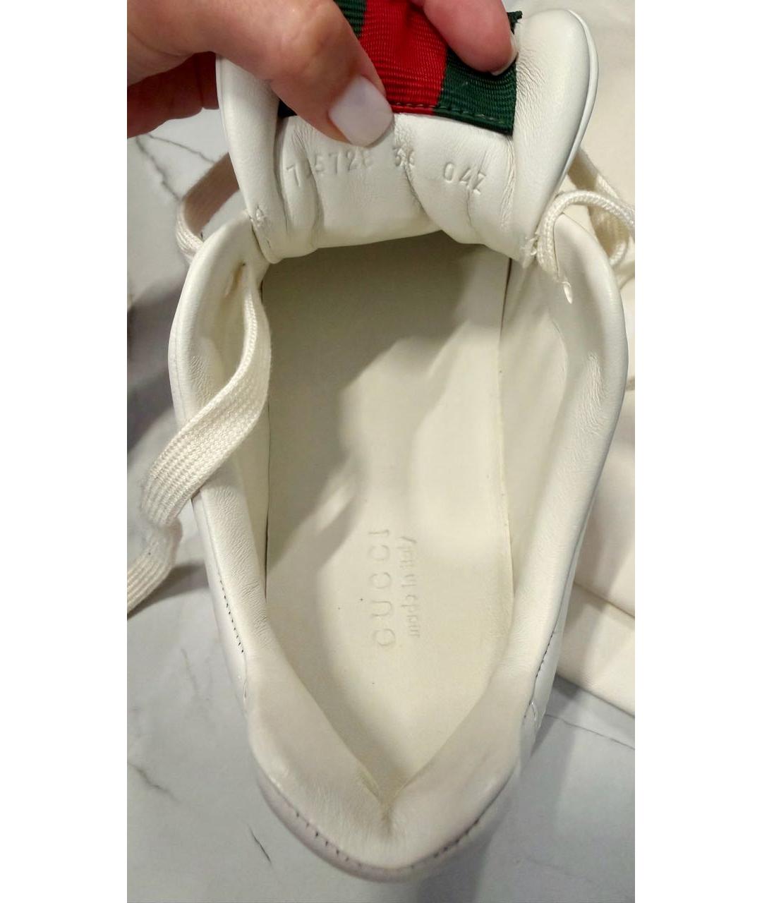 GUCCI Белые кожаные кеды, фото 7