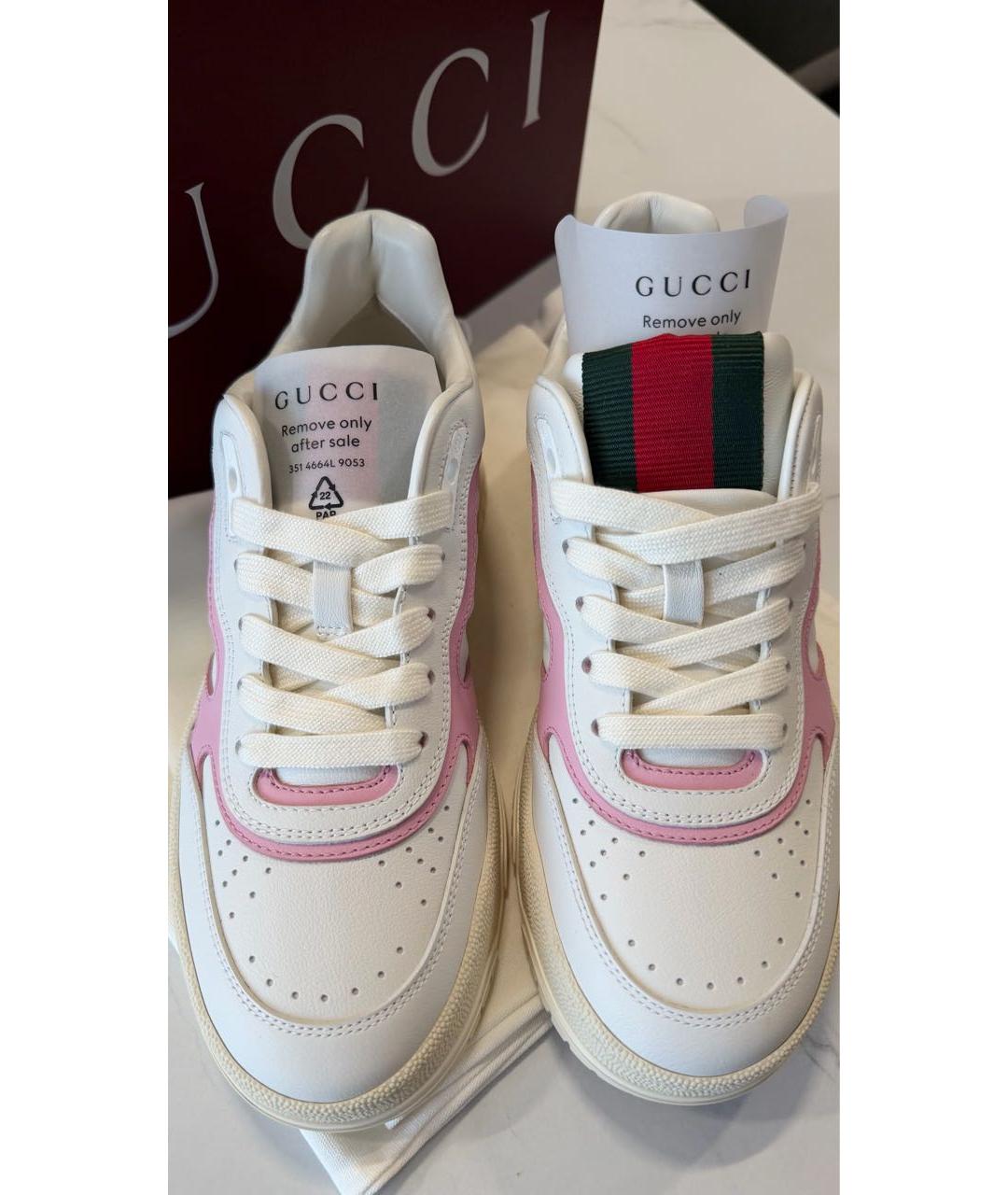 GUCCI Белые кожаные кеды, фото 2