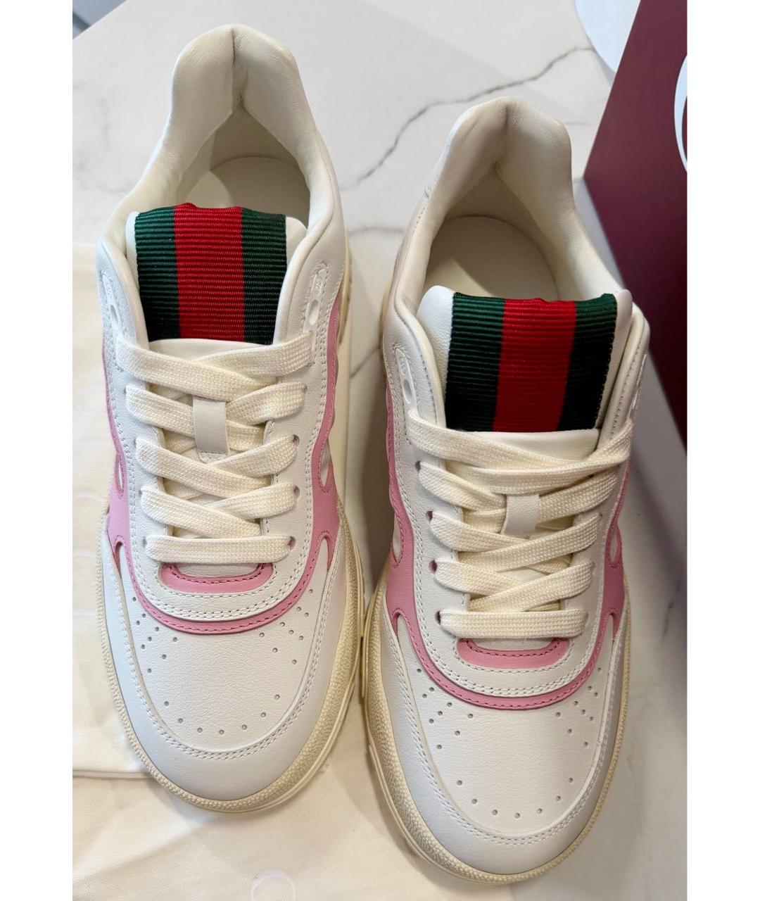 GUCCI Белые кожаные кеды, фото 3