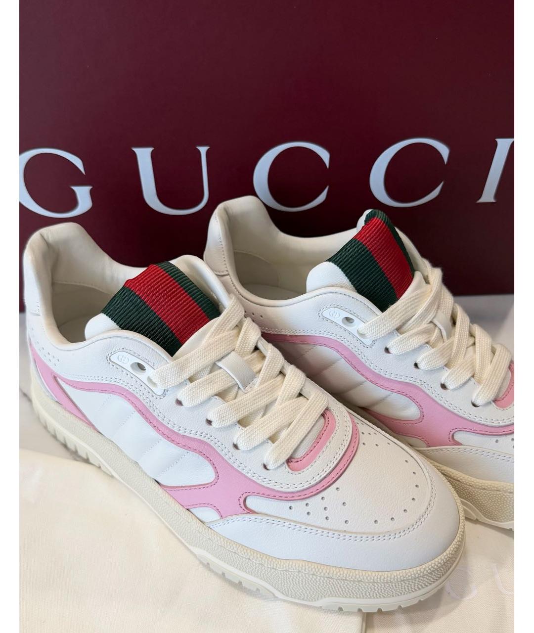 GUCCI Белые кожаные кеды, фото 5
