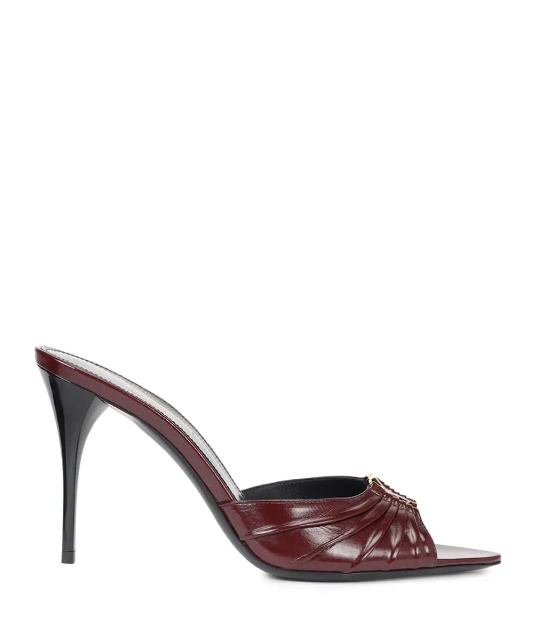 SAINT LAURENT Бордовые мюли, фото 1