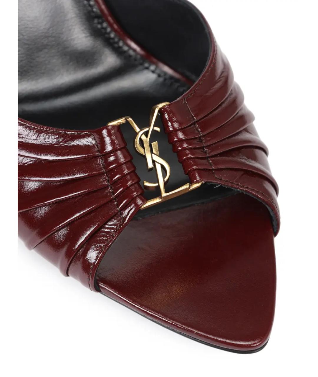 SAINT LAURENT Бордовые мюли, фото 5