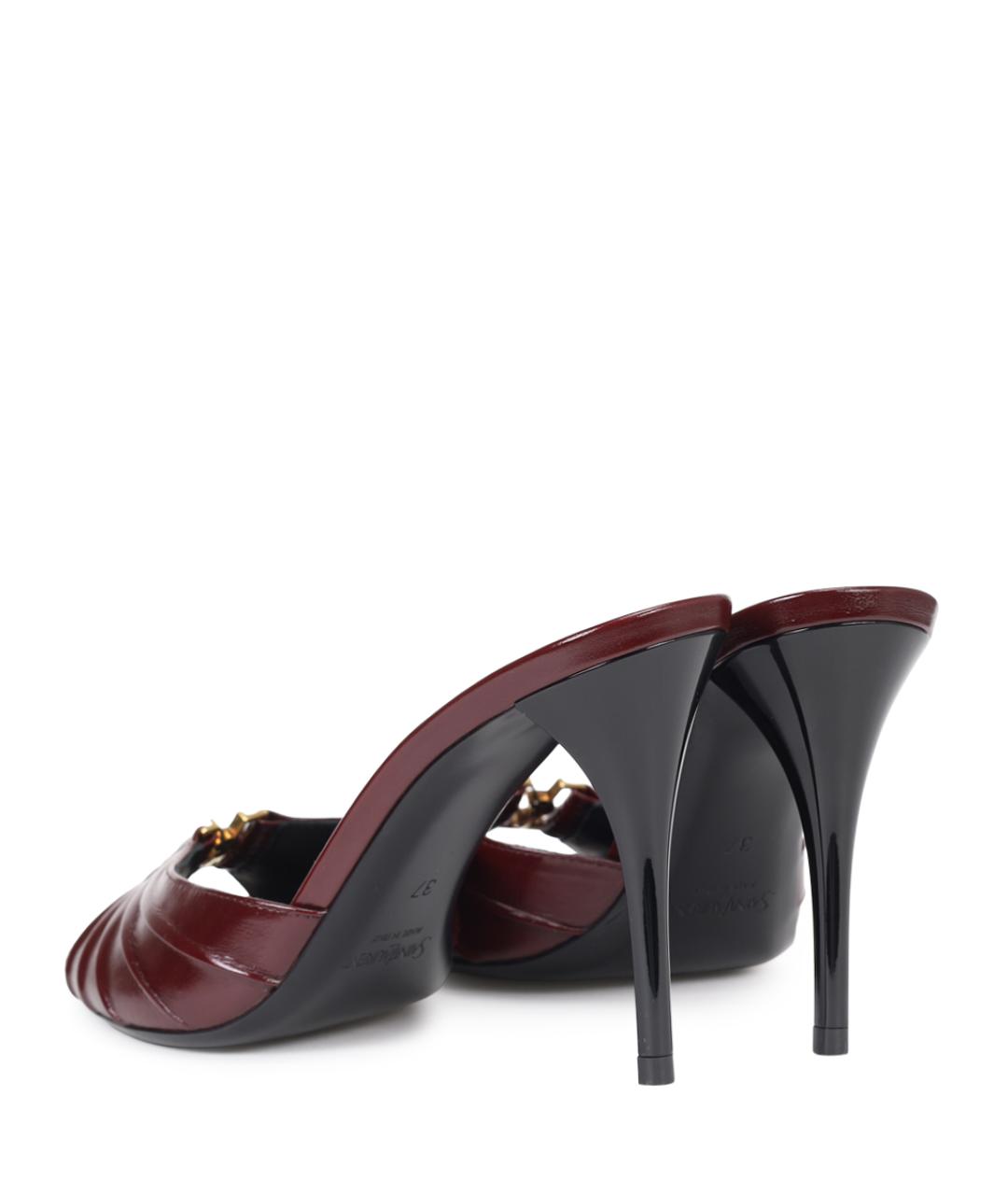 SAINT LAURENT Бордовые мюли, фото 4