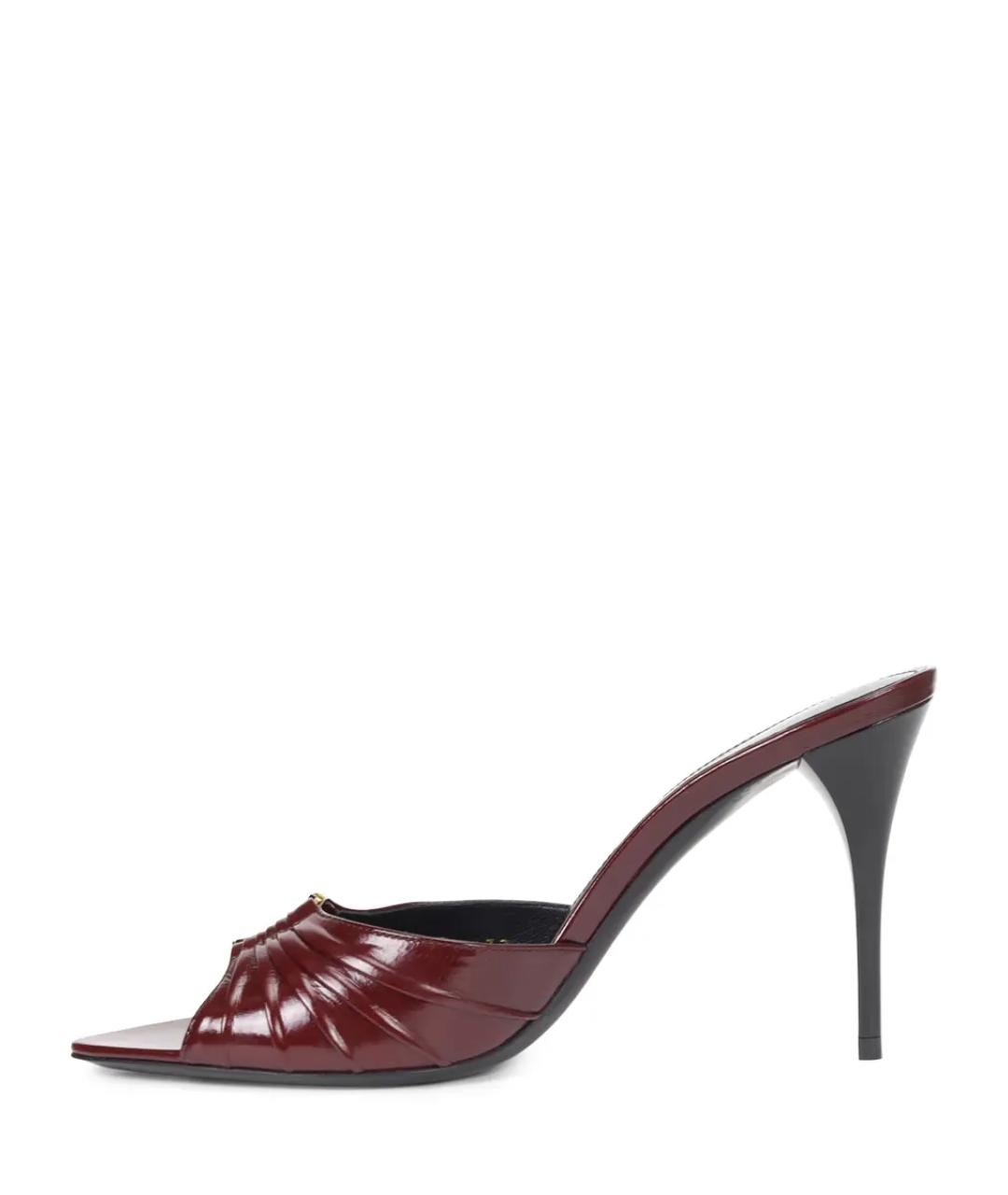 SAINT LAURENT Бордовые мюли, фото 3