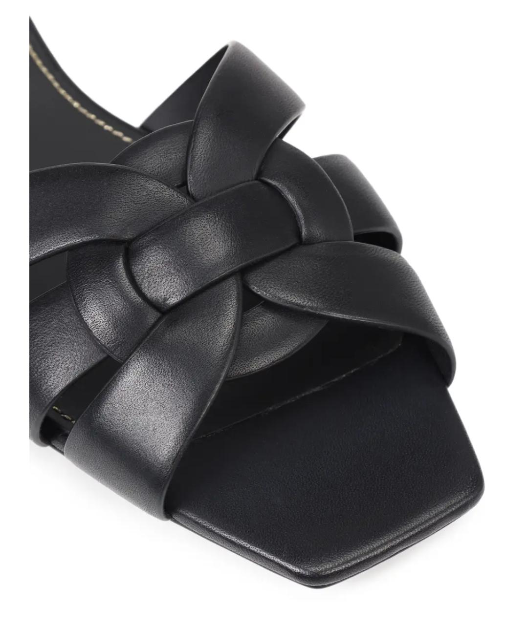SAINT LAURENT Черные кожаные шлепанцы, фото 5
