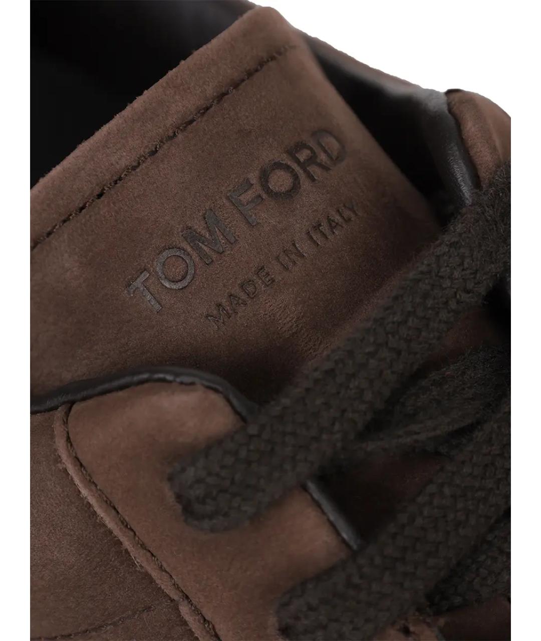 TOM FORD Коричневые замшевые низкие кроссовки / кеды, фото 5