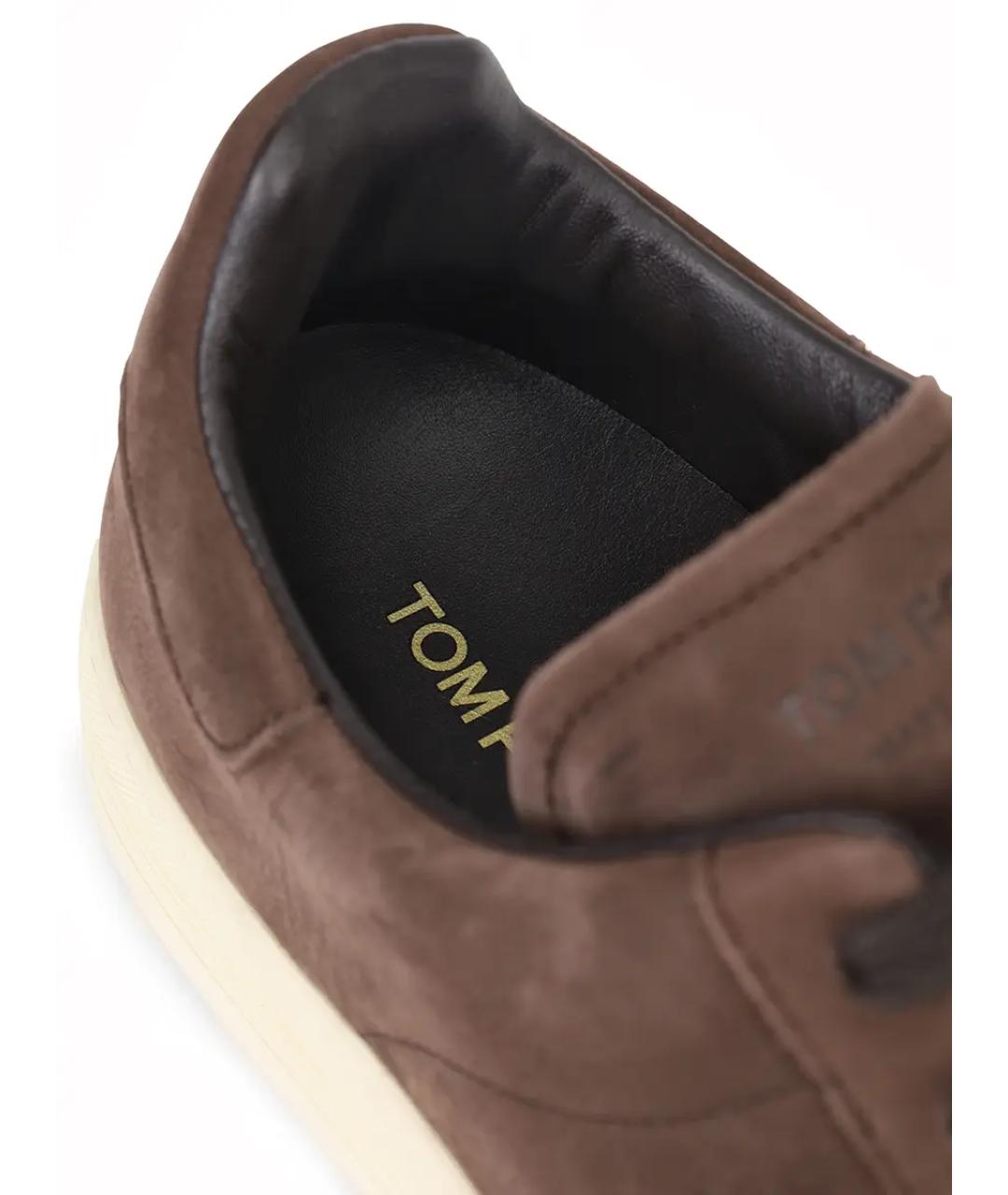 TOM FORD Коричневые замшевые низкие кроссовки / кеды, фото 6