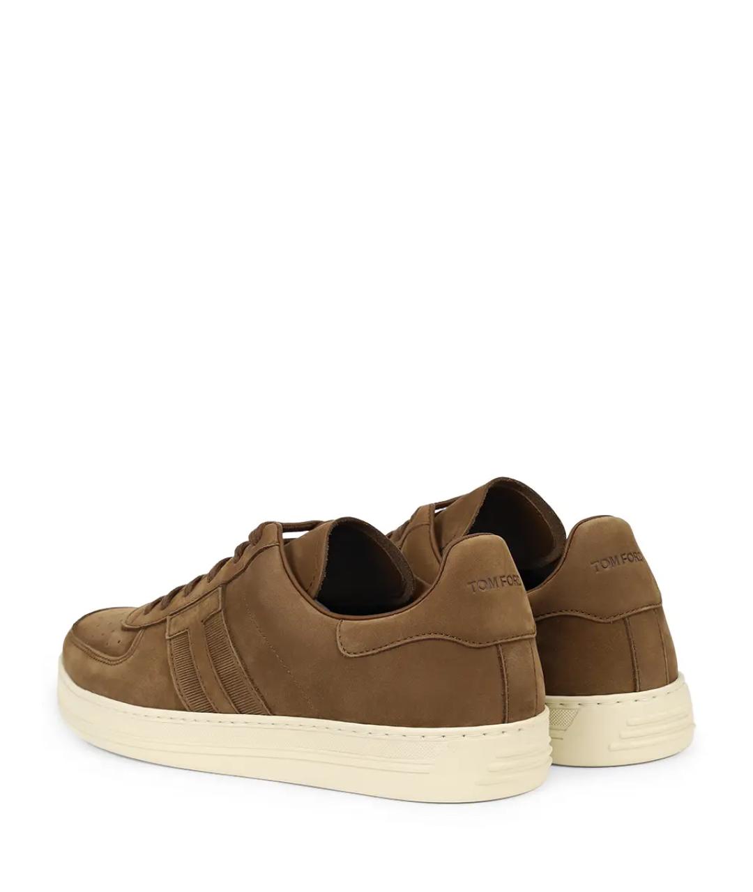TOM FORD Коричневые замшевые низкие кроссовки / кеды, фото 4