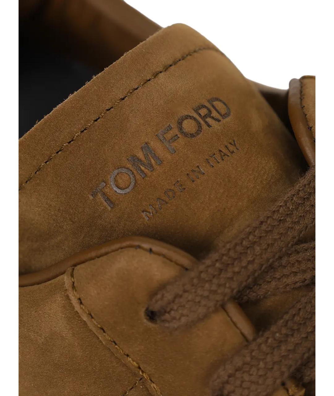 TOM FORD Коричневые замшевые низкие кроссовки / кеды, фото 5
