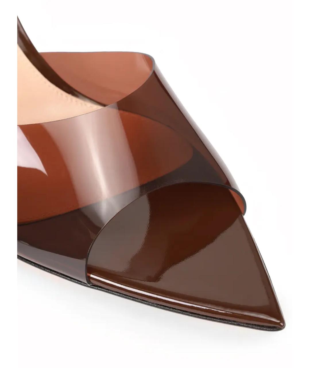 GIANVITO ROSSI Коричневые кожаные мюли, фото 5