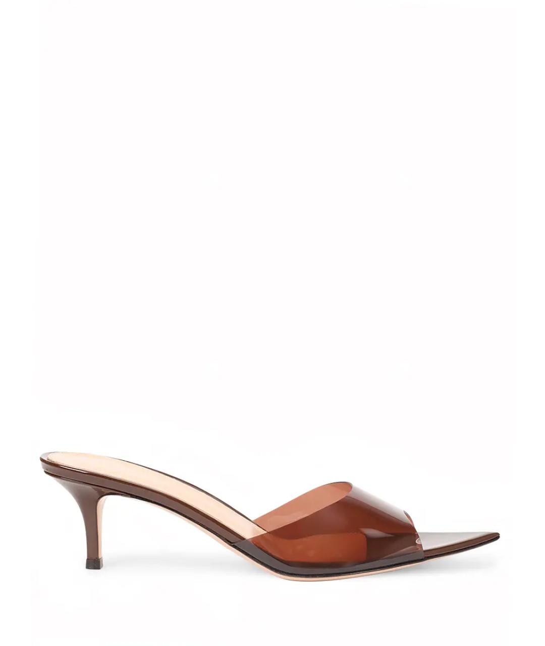 GIANVITO ROSSI Коричневые кожаные мюли, фото 1