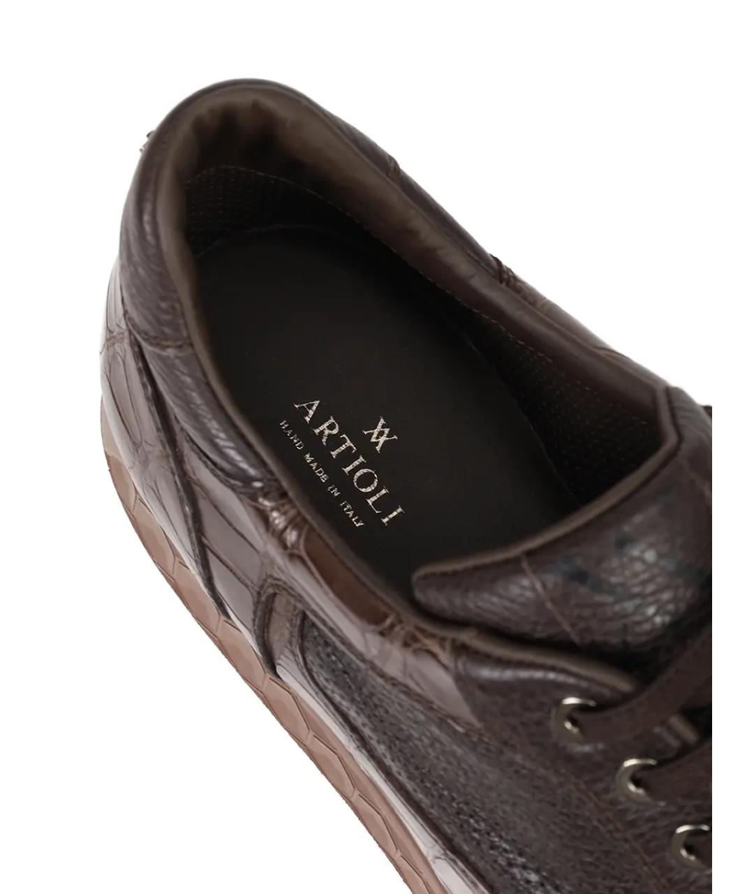 ARTIOLI Коричневые кожаные низкие кроссовки / кеды, фото 6