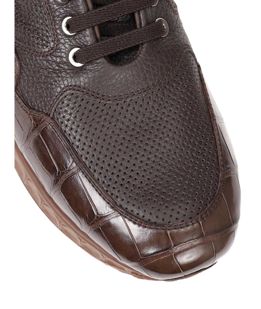 ARTIOLI Коричневые кожаные низкие кроссовки / кеды, фото 5