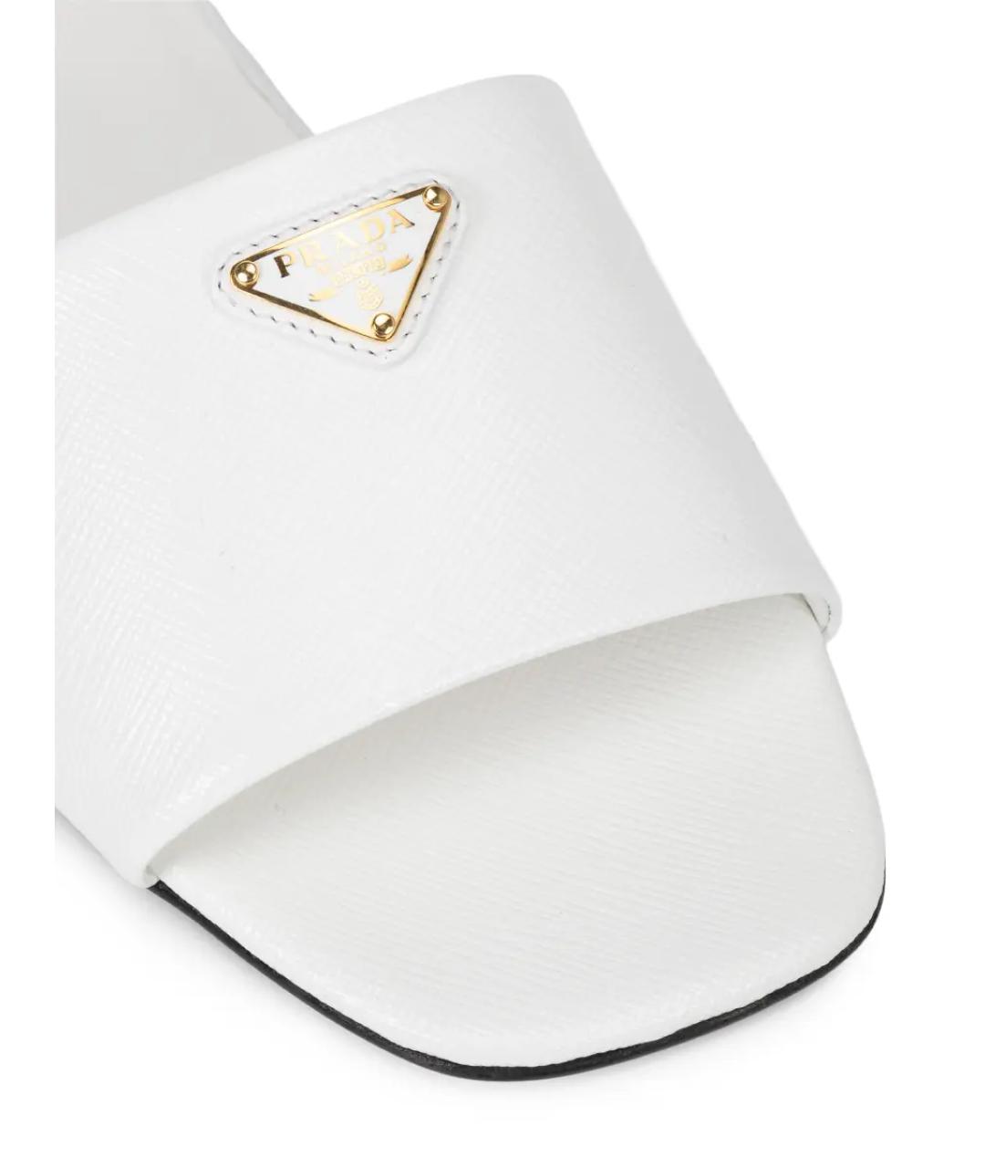PRADA Белые кожаные шлепанцы, фото 5