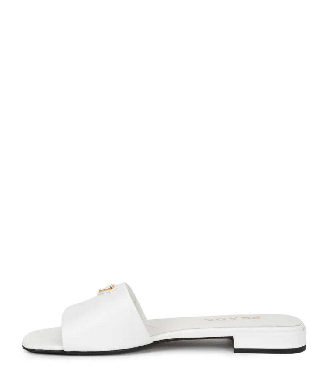 PRADA Белые кожаные шлепанцы, фото 3