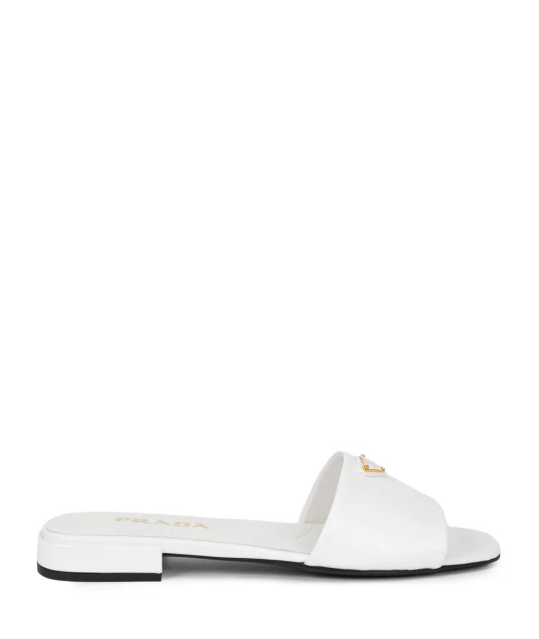 PRADA Белые кожаные шлепанцы, фото 1