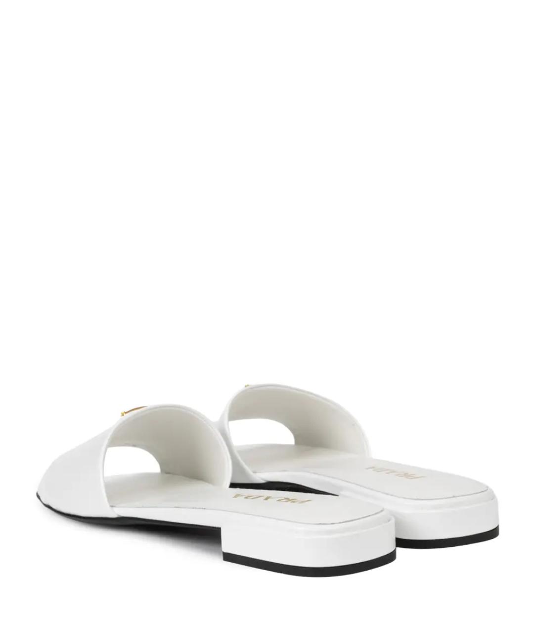PRADA Белые кожаные шлепанцы, фото 4