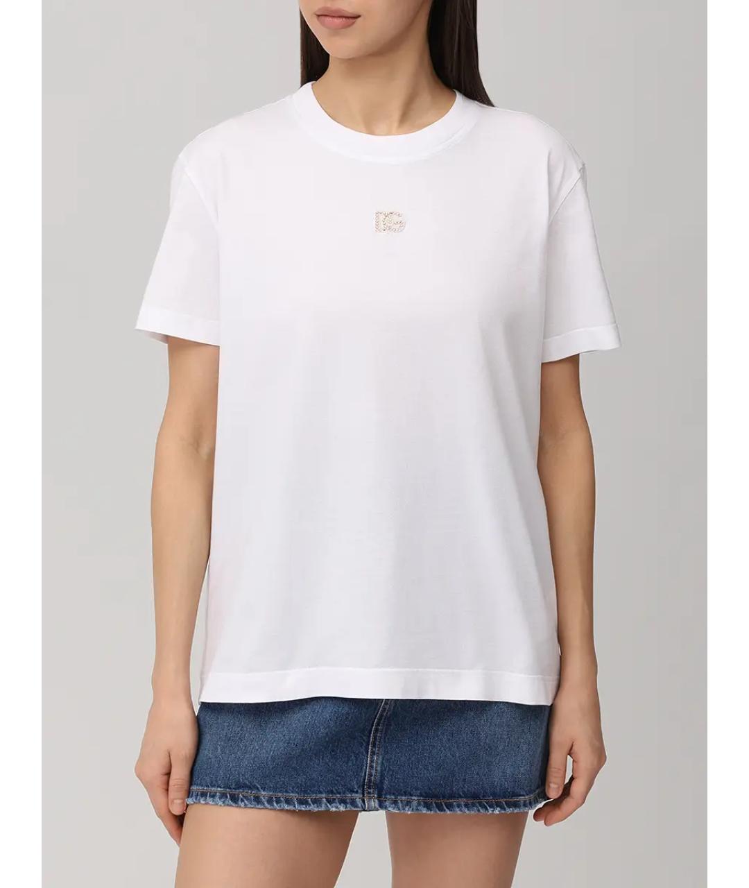 DOLCE&GABBANA Белая хлопковая футболка, фото 4