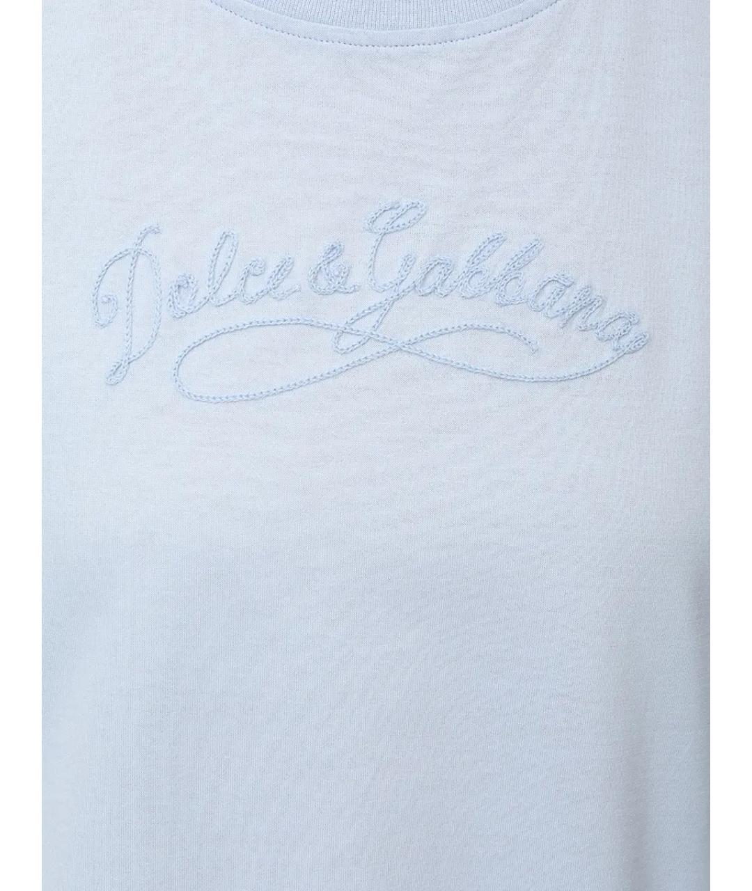 DOLCE&GABBANA Голубая хлопковая футболка, фото 5