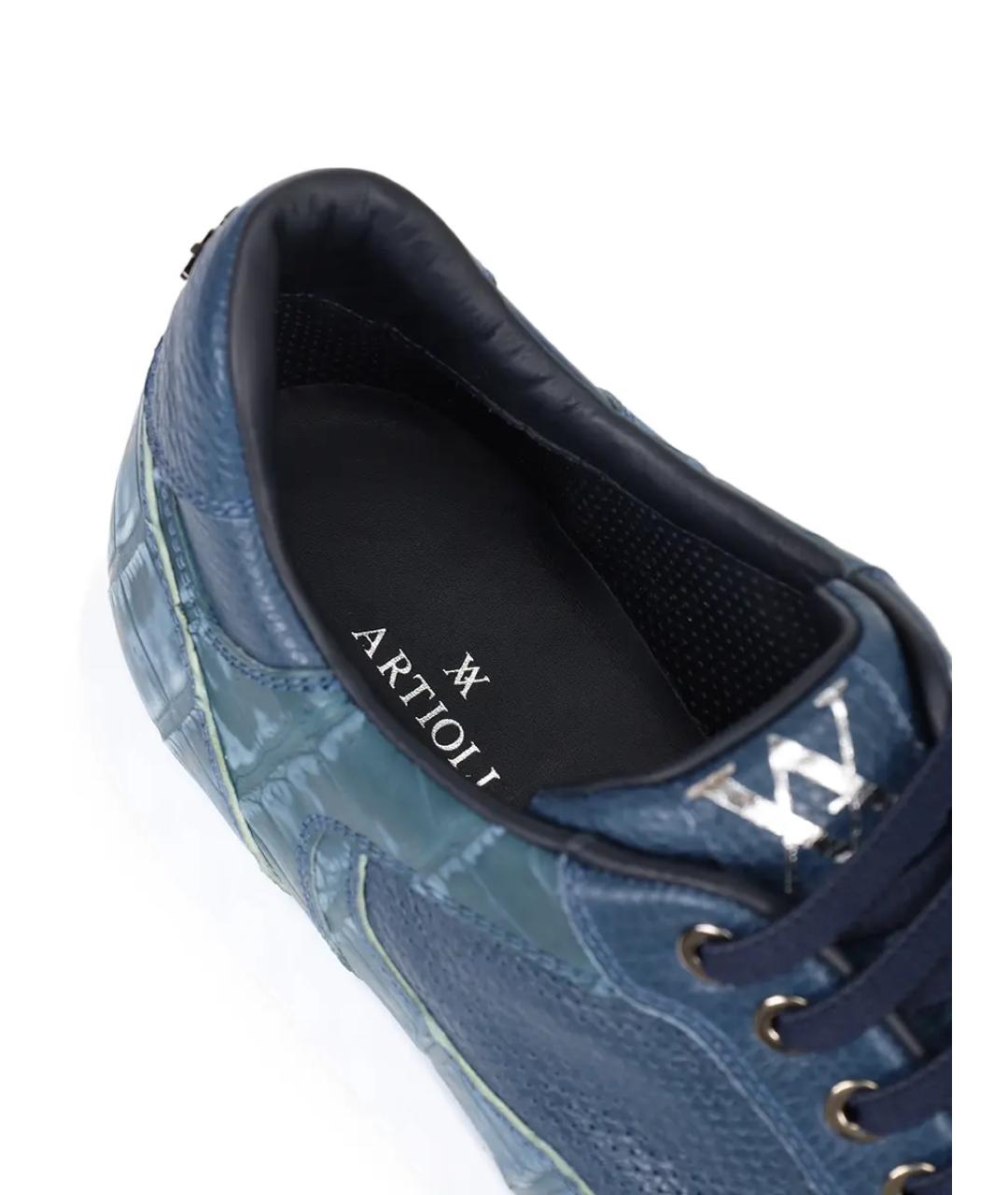 ARTIOLI Синие кожаные низкие кроссовки / кеды, фото 6