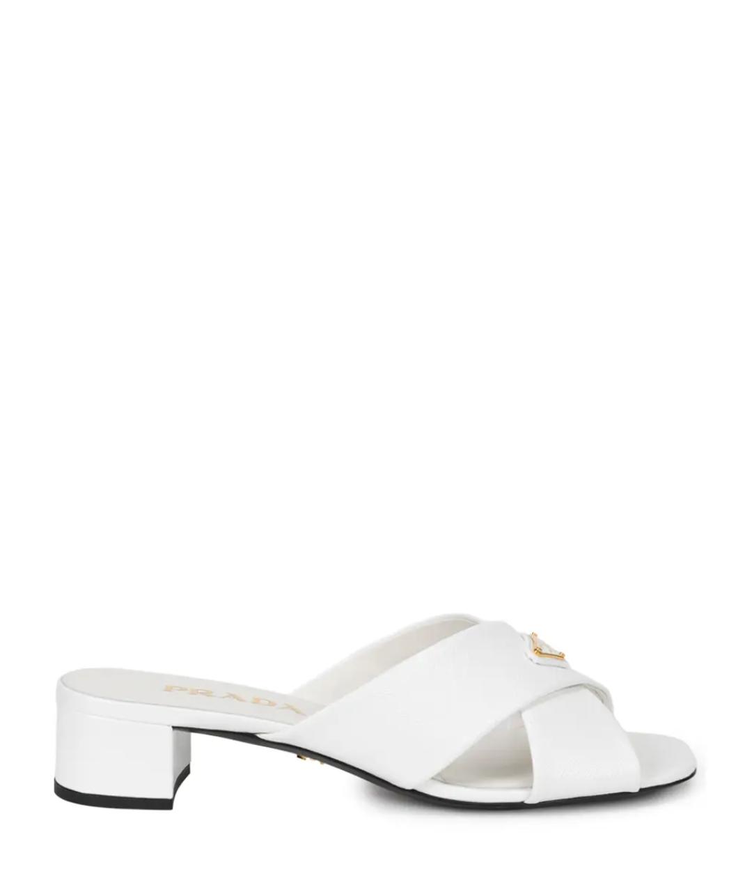 PRADA Белые кожаные мюли, фото 1