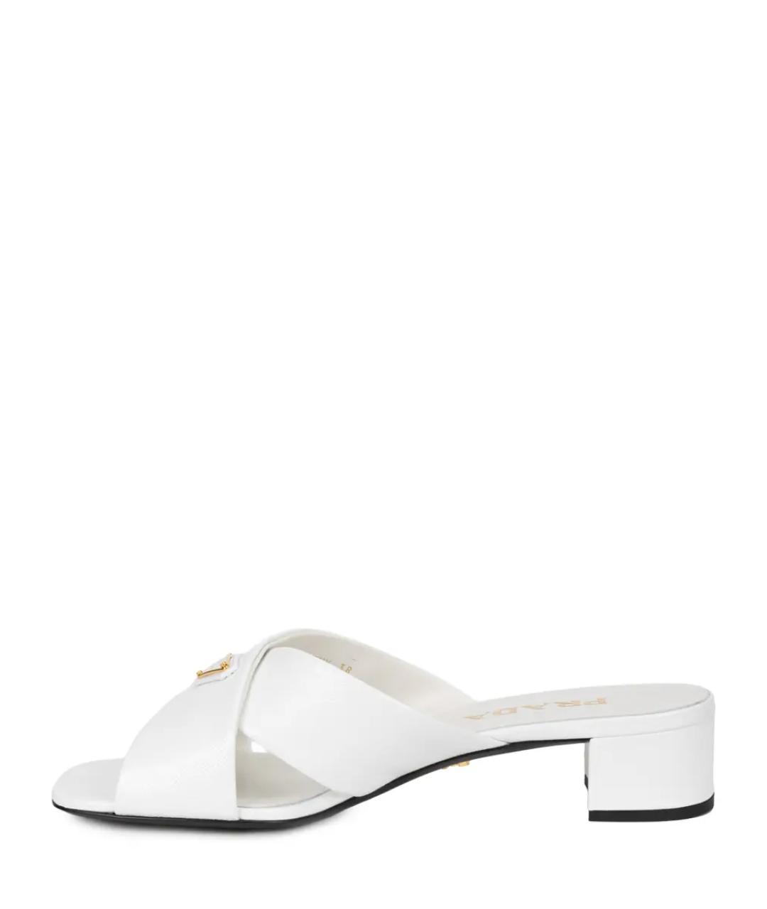 PRADA Белые кожаные мюли, фото 3