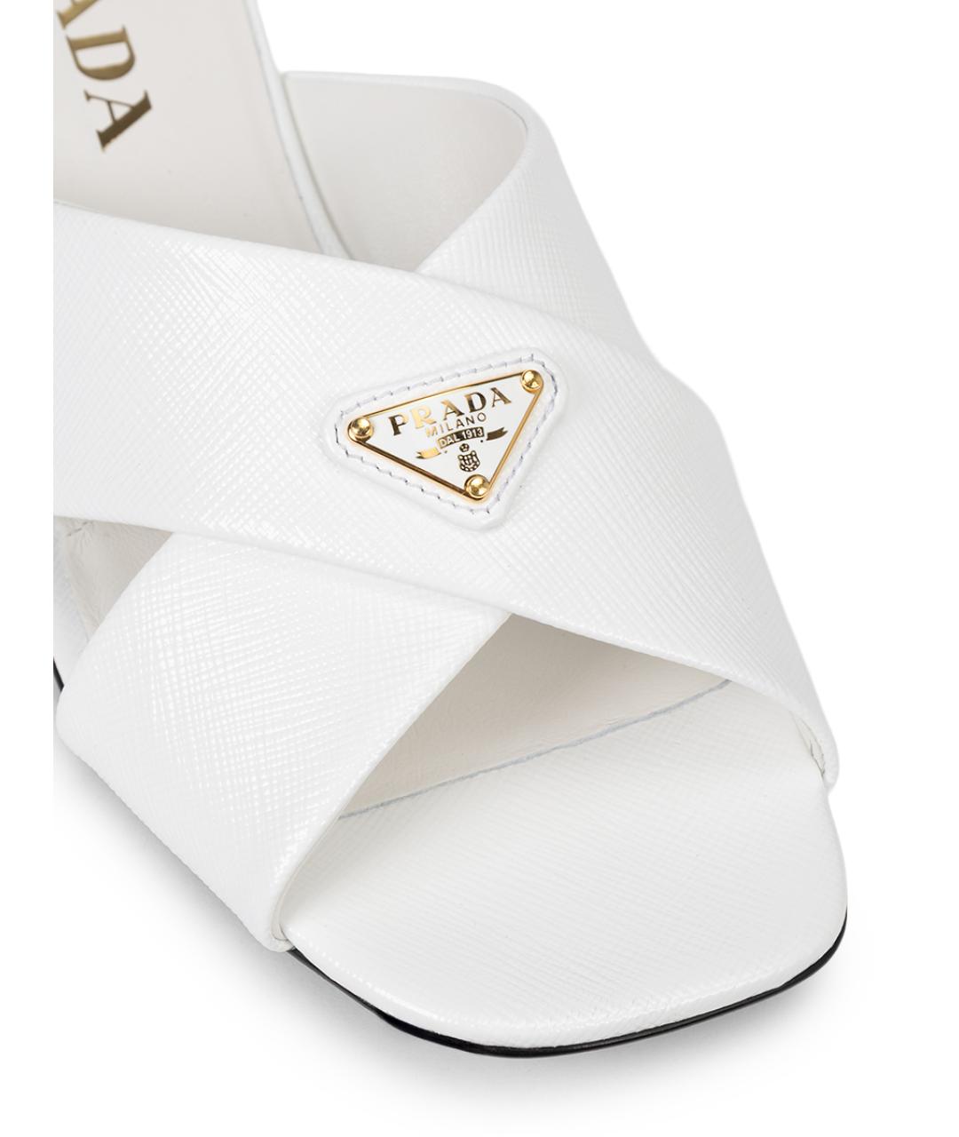 PRADA Белые кожаные мюли, фото 5