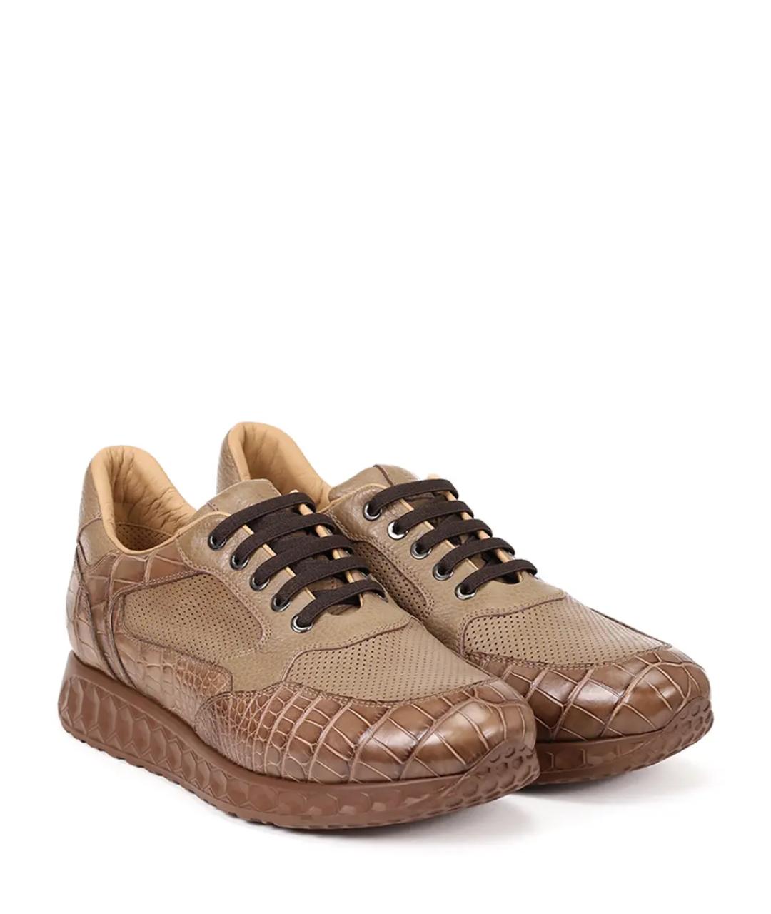 ARTIOLI Коричневые кожаные низкие кроссовки / кеды, фото 2