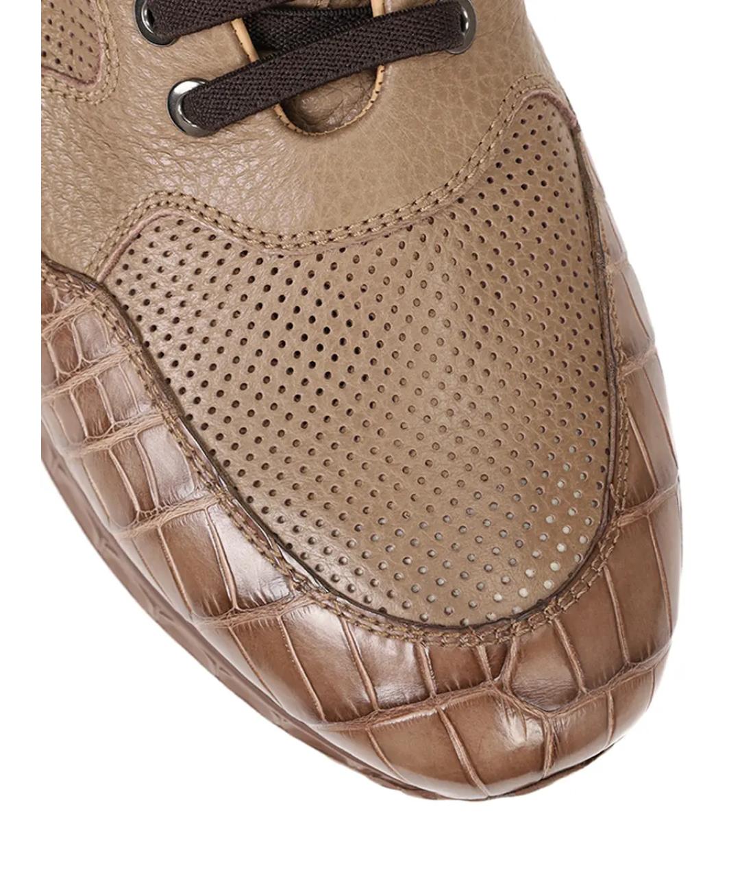 ARTIOLI Коричневые кожаные низкие кроссовки / кеды, фото 5