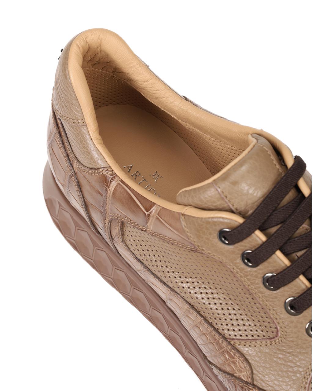 ARTIOLI Коричневые кожаные низкие кроссовки / кеды, фото 6