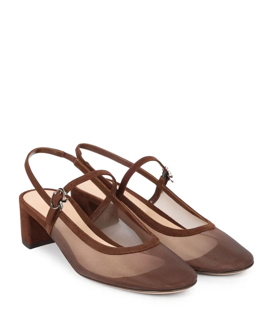 GIANVITO ROSSI Коричневые текстильные туфли, фото 2