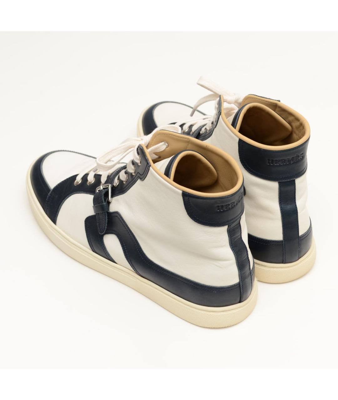 HERMES Белые кожаные высокие кроссовки / кеды, фото 5