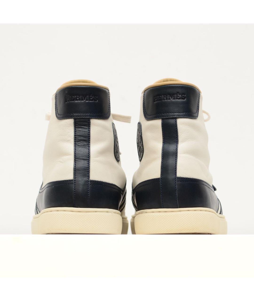 HERMES Белые кожаные высокие кроссовки / кеды, фото 3