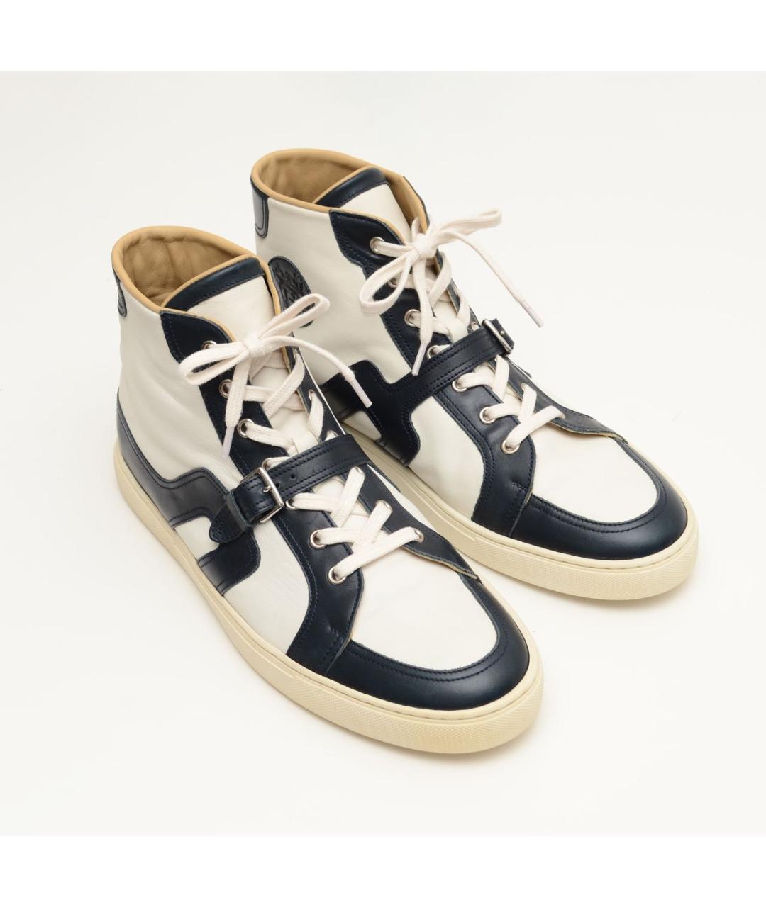 HERMES Белые кожаные высокие кроссовки / кеды, фото 4