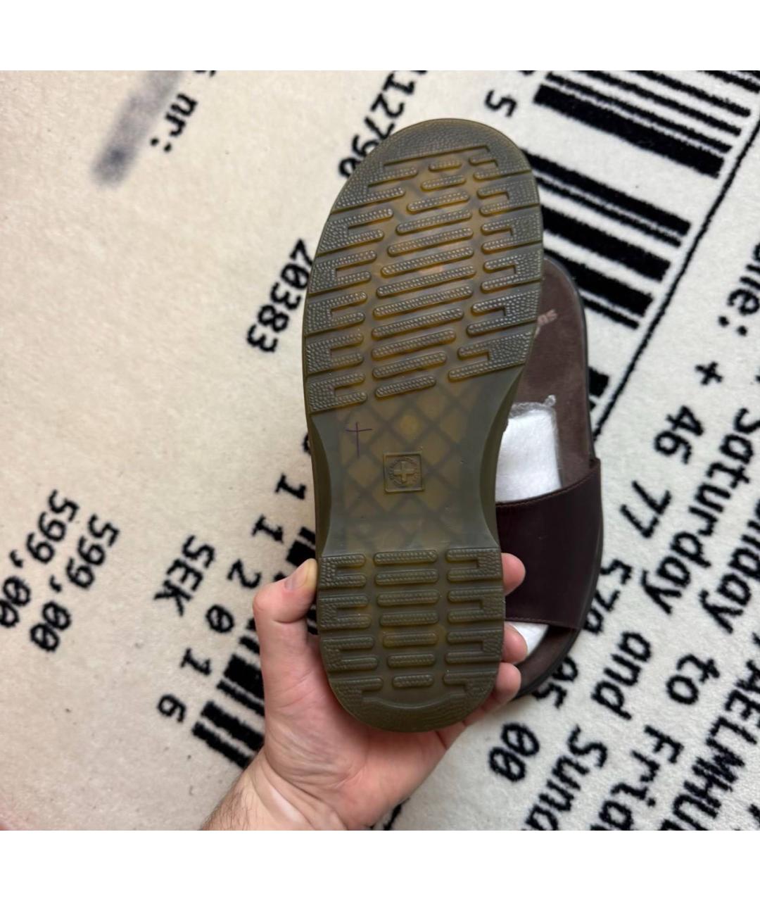 DR. MARTENS Коричневые кожаные шлепанцы, фото 5