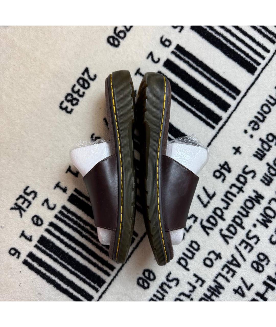 DR. MARTENS Коричневые кожаные шлепанцы, фото 3