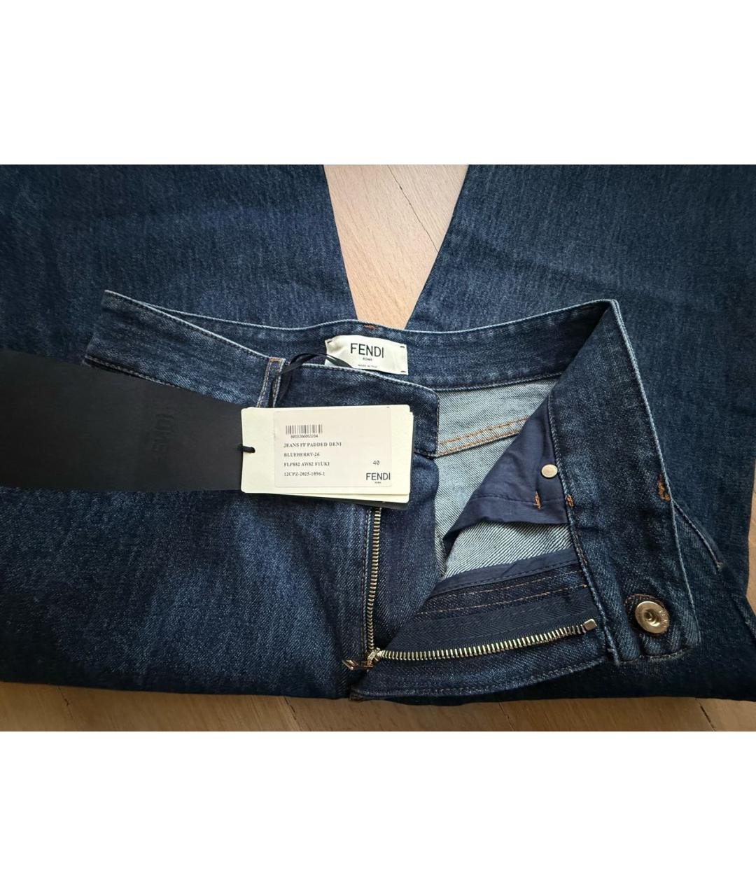 FENDI Синие хлопковые прямые джинсы, фото 3