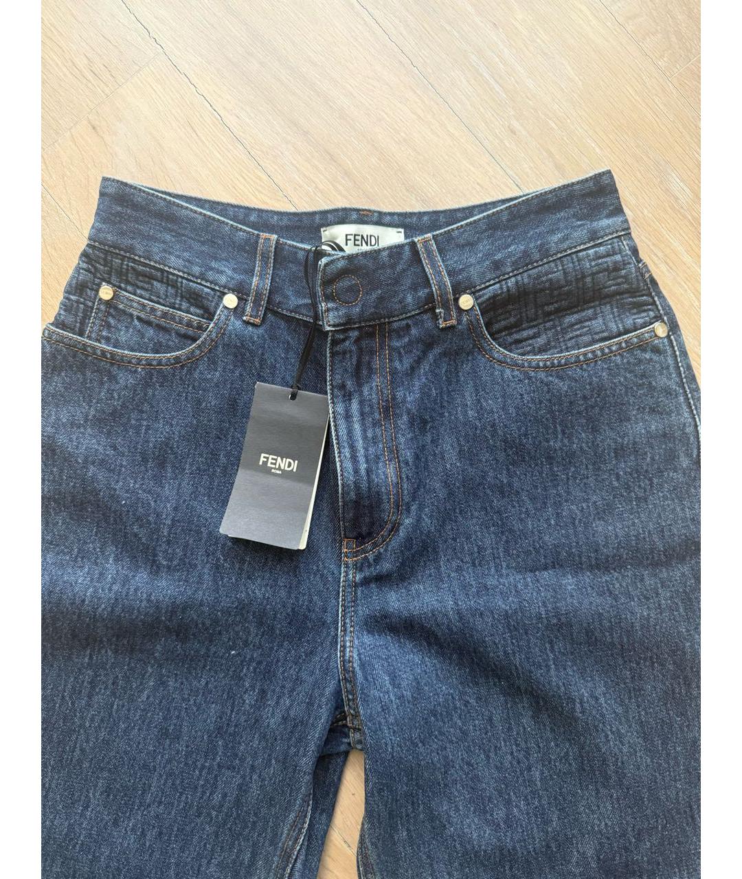FENDI Синие хлопковые прямые джинсы, фото 5