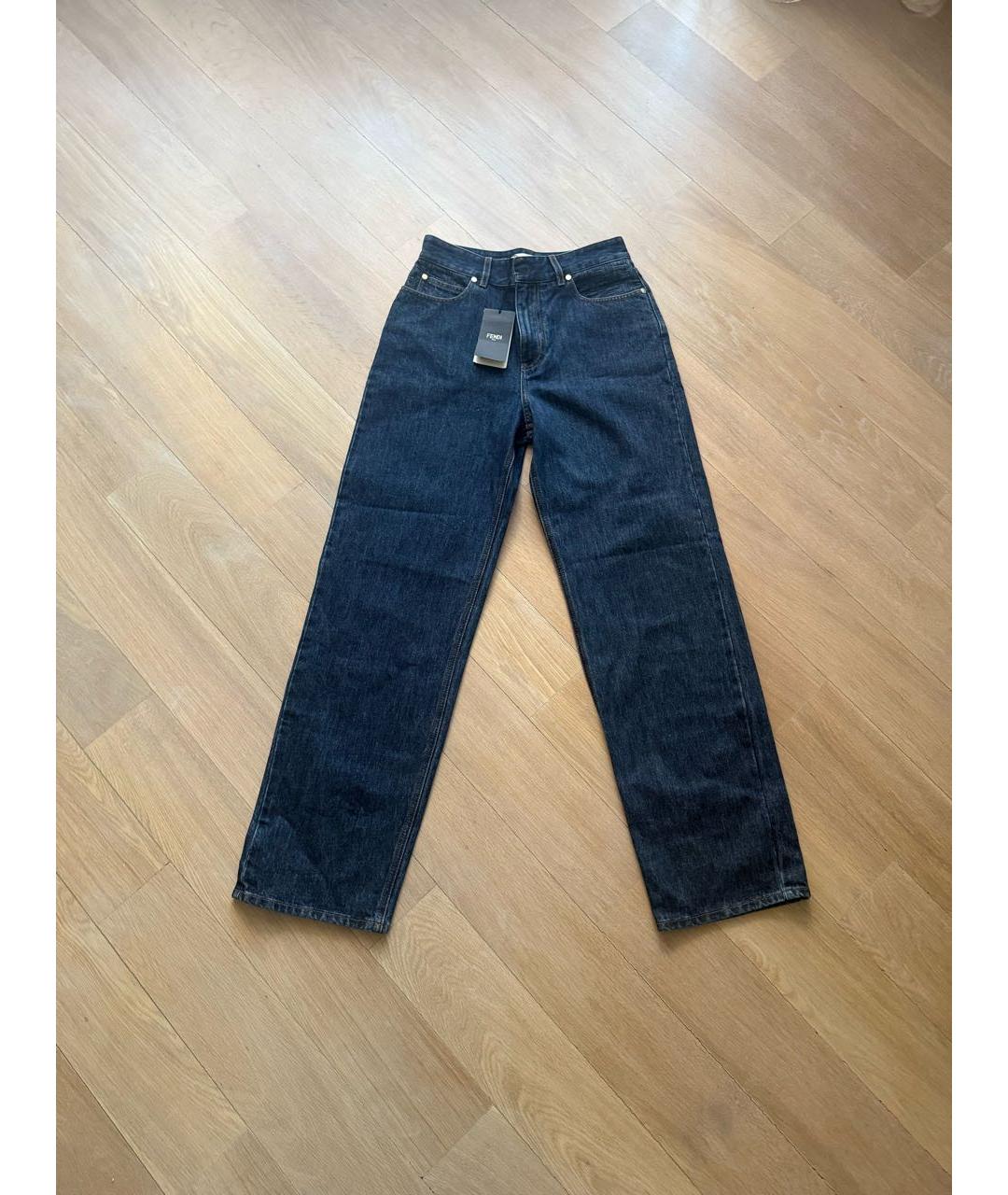 FENDI Синие хлопковые прямые джинсы, фото 7
