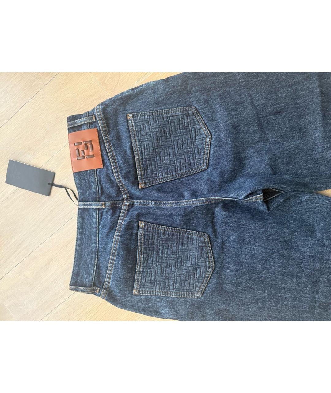 FENDI Синие хлопковые прямые джинсы, фото 4